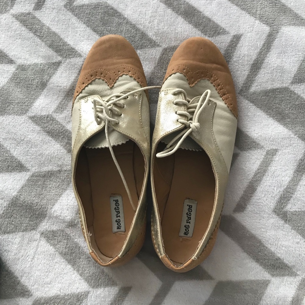 Gold and tan loafers